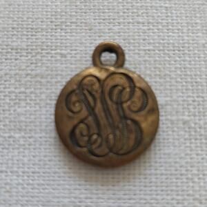 Antique Victorian Edwardian Bridgerton Gold-Plated Monogrammed Mourning Pendant
